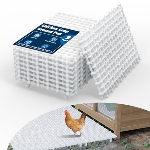 Chicken Coop Ground Pads, 9 Pack Chicken Coop Walking Pads Raise Above Ground Avoid Water and Moisture,Plastic Chicken Coop Mats Fits for Chicken Active or Eating Area,Chicken Coop Accessories