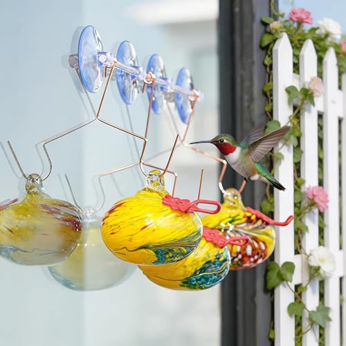 3PCS Window Hummingbird Feeder with Suction Cups(Yellow) - color: 3Pcs-D