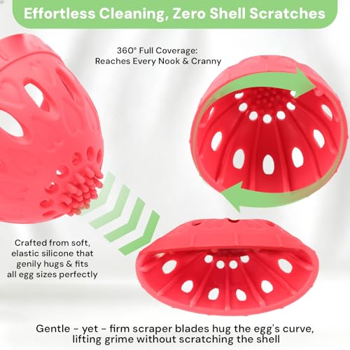 3-Pack Egg Washer, Egg Cleaner Scrubber for Fresh Eggs, and Vegetable Scrubber & Dish Brush Set - Flexible Vegetable Fruit Brush for Potato, Lemon, Cucumber, Cleaning Tools for Kitchen Sink