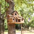 Bird Houses for Outside Hanging,6 Hole Wooden Bird Houses Largel Bird House for Backyard/Courtyard/Patio Decor Hummingbird House