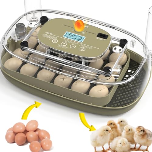 Incubators for Hatching Eggs Egg Incubator Chicken 360° Egg Candler Viewing for Chicken, Ducks, Goose, Pigeon, Quail 24 Eggs