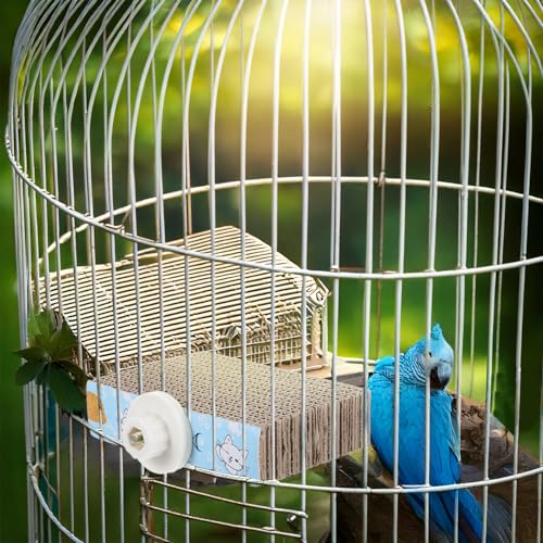 COMNICO 2 PCS Bird Chew Toy Parrot Cage Perch Cardboard Platform Bird Paw Grinding Stand for Cage Birds Resting Platform Stand Parrot Playground Exercise Toys ParakeetsCage Accessories - size: S