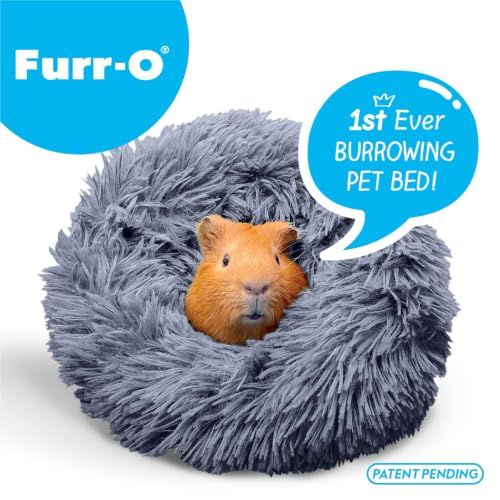Paw Inspired Furr-O Burrowing Pet Bed Enrichment, Removable Base, Dark Gray | Cozy Carrier Toy, Zip-On Spandex and Fleece Bottoms, Hideout Cage Accessories for Guinea Pigs, Hamsters, Small Pets, Animals - color: Dark Gray