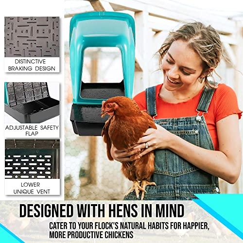 Nesting Boxes for Chicken Coops | Roll Away Hen House for Laying Eggs | Durable Plastic Chick Brooder Box with Perch & Pull Out Egg Tray for Poultry Farm | Chicken Coop Accessories (Pack of 5)