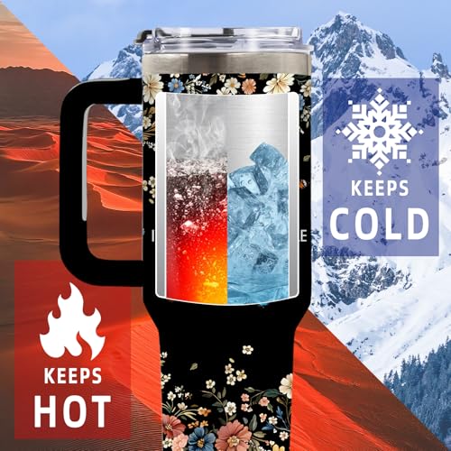 DUUV Faith Tumbler 40oz, Insulated Christian Gift for Women | Inspirational Floral Tumbler Leakproof, Religious Gifts for Women, Spiritual Bible Verse Mug, Mothers Day Ideal Gift, 1 Pack - color: Faith Black