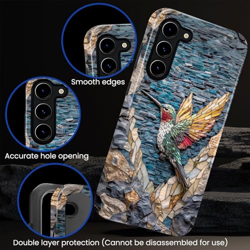 Compatible with Samsung Galaxy S23 Plus Case,Glossy Case All-Round Protection Shockproof Anti-Scratches TPU Cover,Cases for Man Woman-Hummingbird Stained Glass - color: Hummingbird Stained Glass, size: Galaxy S23 Plus