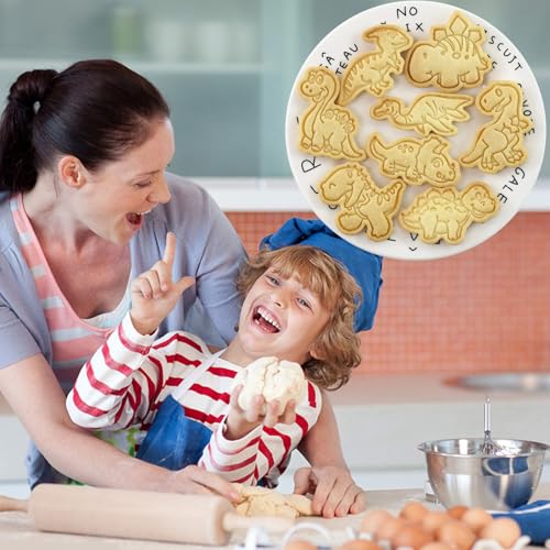 8Pcs Dinosaur Cookie Cutter T-Rex Triceratops Biscuit Molds for Kids Baking | Pterosaur & Brachiosaurus Cookie Molds, Ideal for Kids Birthday, Dino Party & Handmade Craft Making - color: Dinosaur B