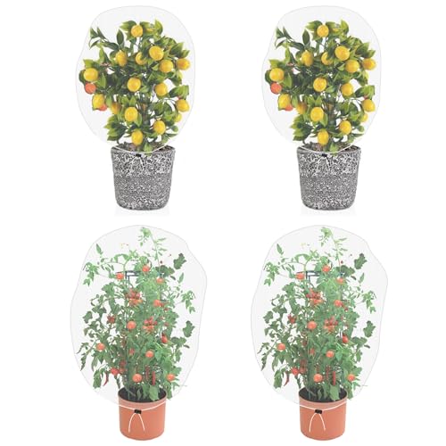 Garden Mesh Netting for Plants, 4 Pack Insect Bird Barrier Net Mesh with Drawstring, 3.3x2.6 FT Garden Bug Netting Plant Cover for Protect Fruit Tree Vegetable Flower - size: 3.3x2.6ft - 4 Pack