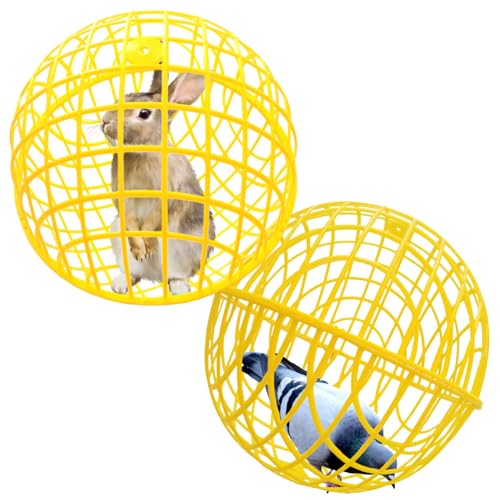 15.7" Ball-Shaped Movable Chicken Coop,Pigeon Rabbit Duck Safe Walking Net,Preventing Trampled by Horse,Predation by Eagles,Dog Bites.Pet Removable Prevent Harassment Safety Hutch(2 Pack) - color: Yellow(2 Pack)