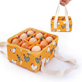 Eggs Collecting Basket, Durable Canvas Egg Basket with Plastic Board, 9-Pouch Chicken Egg Holder Bag for Gathering Fresh Eggs, Egg Gathering Basket and Multipurpose Chicken Holder Bag (Yellow)