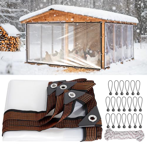 4x8 Ft Chicken Coop Cover for Winter | Waterproof Chicken Coop Tarp with Elastic Cords & Rope, Durable Protection for Large Chicken Runs - size: 4x8FT