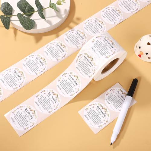 1000pcs Farm Fresh Eggs Stickers, 2in Self-Adhesive Unwashed Egg Labels with Collection Date Markets Food Stickers for Chicken Quail Farm Farmers Packaging Supplies