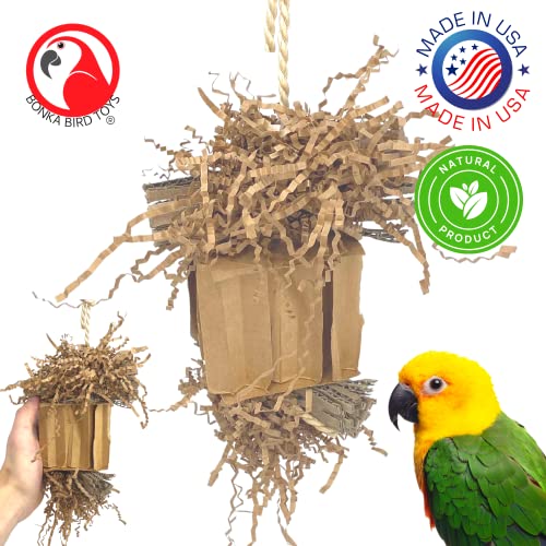 Bonka Bird Toys 3857 Medium Shreddy Eddy Foraging Shred Small Medium Bird Toy Cardboard Waffle Crinkly Paper Conures Parakeets African Greys and Other Similar Birds - color: Medium Shreddy Eddy