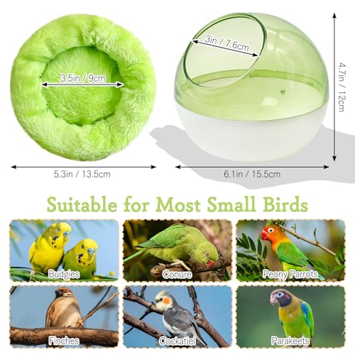 kathson Plastic Bird Nest Chewproof Small Bed with mat Hanging House Hut Bird Cage Breeding Hatching Nest Washable Parakeet Nest for Parrot Budgie Love Bird Canary (Green) - color: Green