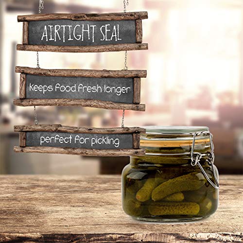 Glass Jar with Airtight Lid 16 oz | Food Storage Jar, Wide Mouth, Leak Proof Kitchen Canister - size: 16 oz