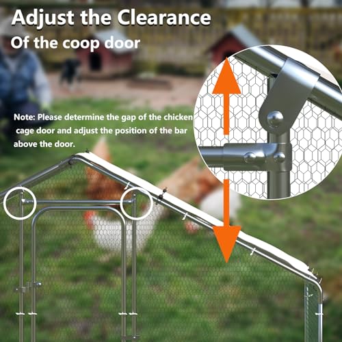 Large Metal Chicken Coop, 13.2x9.9x6.6ft Bold Chicken Pen with Spire Shape | Heavy Duty Walk-in Outdoor Enclosure with Waterproof Anti-UV Cover. Poultry Cage Suitable For Chicken, Duck, Rabbit and Dog. - size: 158.4"L x 118.1"W x 76.8"H