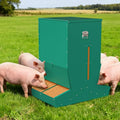 Pig Feeder, 4-Door Heavy Duty Galvanized Steel Hog Feeder,9 Bushels Capacity, Outdoor Pig Feeders with Visable Feed Design, Livestock Feeder for Barn, Farm, Feeding up to 10 Small Hogs, Green - size: 4-Door