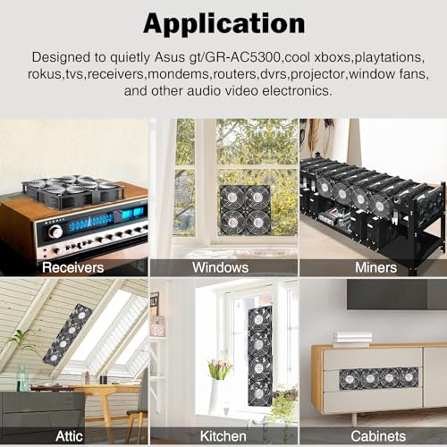 Wathai 4 x 120mm GPU Mining Rigs Server Racks Fan with 110V - 240V AC Plug | Dual Ball Fans Cooling with Variable Speed Control for Big Airflow for AV Cabinets, TVs Routers. Amplifier, Refrigerator cool - style: 4x120mm fan
