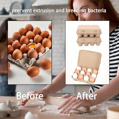25 Pack Egg Cartons, 3x4 Style Reusable Egg Cartons Cheap Bulk | Empty Natural Paper Pulp Egg Cartons Bulk, Sturdy Design Egg Carton for Fresh Chicken Eggs