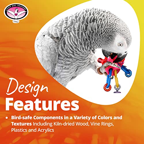 Super Bird Creations SB50013 Favorite Bird Foot Toys Assortment - Engaging Variety Pack for Medium to Large Birds - Ringnecks Quakers Parros - Stimulating Foot Exercise & Satisfies Foraging Behavior