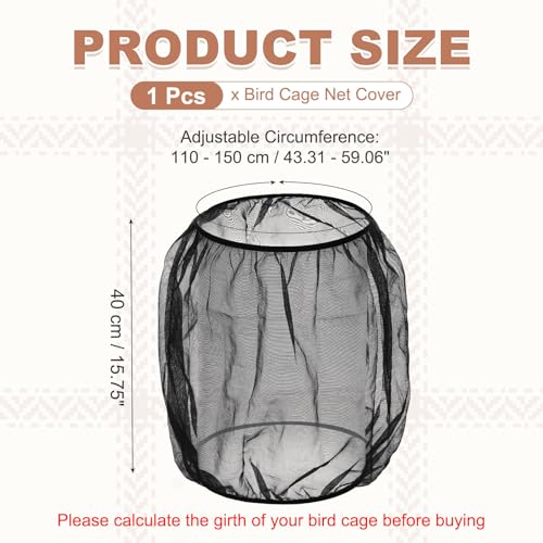 Bird Cage Seed Catcher, Bird Cage Net Cover Seeds Guard, Universal Birdcage Accessories, Black, Circumference 43.3"-59.1", Height 15.7" for Parrot Cockatiel Enclosures - color: Black, size: Circumference 43.3"-59.1", height 15.7"