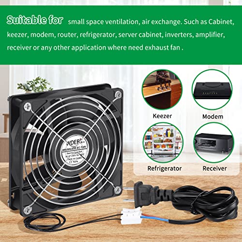 120mm EC Cooling Fan, 110V-240V AC Ball Bearing | Brushless motor, 25mm slim profile, AC plug. Ideal for DIY mini boxes, electronics cabinet exhaust, plant ventilation - style: 120mm x 25mm