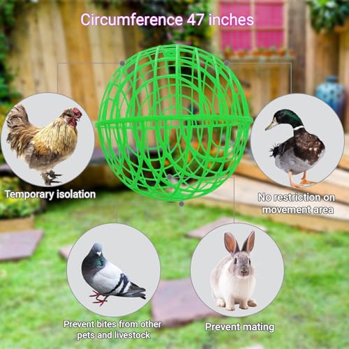 15.7" Ball-Shaped Movable Chicken Coop,Pigeon Rabbit Duck Safe Walking Net,Preventing Trampled by Horse,Predation by Eagles,Dog Bites.Pet Removable Prevent Harassment Safety Hutch(2 Pack) - color: Green(2 Pack)