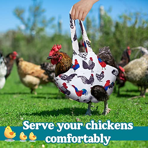 Paterr 2 Pack Chicken Holder Bag, Chicken Carrier Sling Catching Hand Bag Hen Sling with Handle Farm Supplies for Hen Rooster Transport Traveling Hiking Driving(White,11.8 x 11.8 Inch) - color: White, size: 11.8 x 11.8 Inch