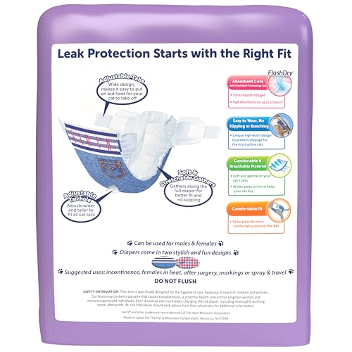 Hartz Comfitables Cat Diapers, Size S 16 Count, Comfortable & Secure Fit, Easy to Put On - size: Small