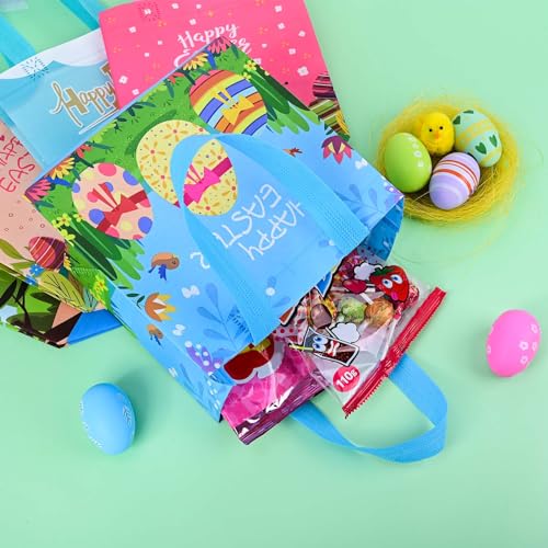 8PCS Easter Gift Bags, Reusable Easter Basket with Handles, Non woven Bags | Non woven Treat Bags for Egg Hunt Game Party Supplies - color: Style 1