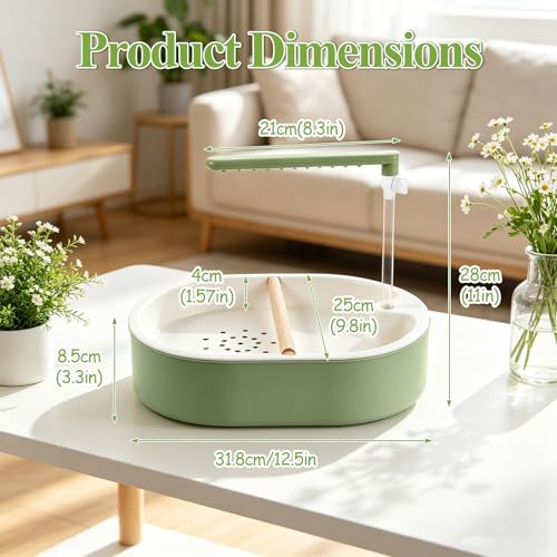 Tiiyee Automatic Parrot Bird Bath for Cage, Parakeet Bath Shower with Pump | Large Parakeet Indoor Bathtub Fountain Quiet USB Charging for Conure Cockatoo Budgie Lovebird Finches Canaries Cockatiels