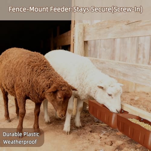 Chicken Feeder Waterer,Hanging Goat Feeders,Feed Trough 3.5 Quart 2 Pack,Hanging Fence Feed Trough for Poultry Livestock,Terracotta - color: Terracotta, size: 3.5 Quart (2 Pack)
