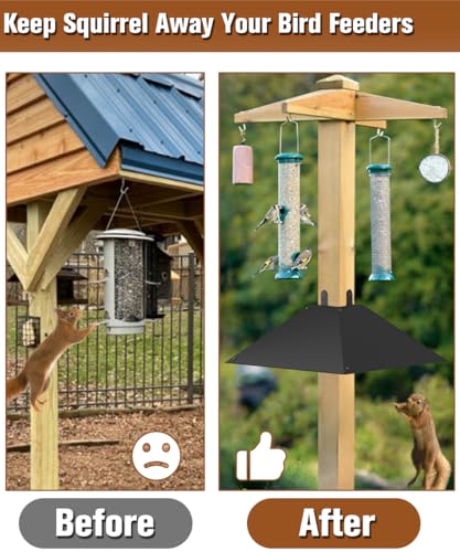 Queension 17 Inch Metal Squirrel Baffle for 4x4 Post and Wooden Pole, 2pcs | Squirrel Proof Baffles for Bird Feeder Poles, Outdoor Guard for Wooden Pole to Deter Raccoons from Bird Houses - size: 2 pcs