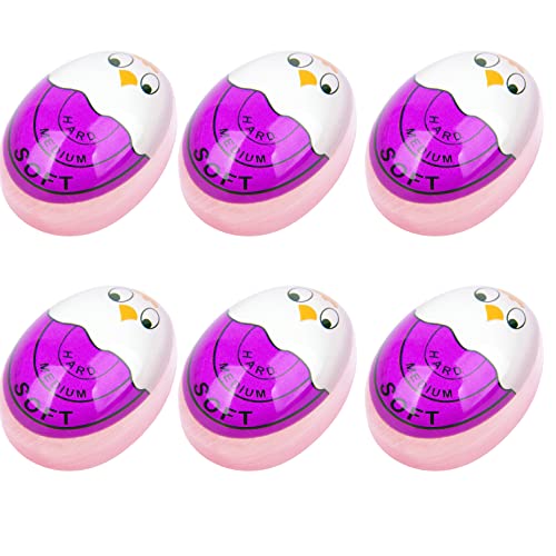 TOFOREVO Egg Timers for Hard Boiled Eggs Timer Purple 6 Pack | BPA-Free, Color Changing Tells When Eggs are Ready - color: Purple