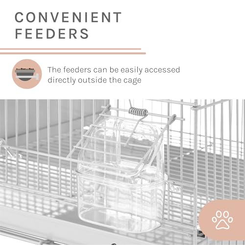 Sam's Pets Willow 24" Bird Cage, White | Premium Iron, Spacious, Easy-to-Clean, 4-6 Birds, Ideal for Cockatiels, Parrots, Budgies - color: White