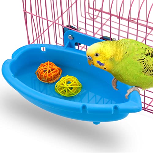 Mygeromon Bird Bath for Cage Parakeet Bathtub Budgie Shower Tub Indoor | Small Parrot Accessories, Hanging, Blue