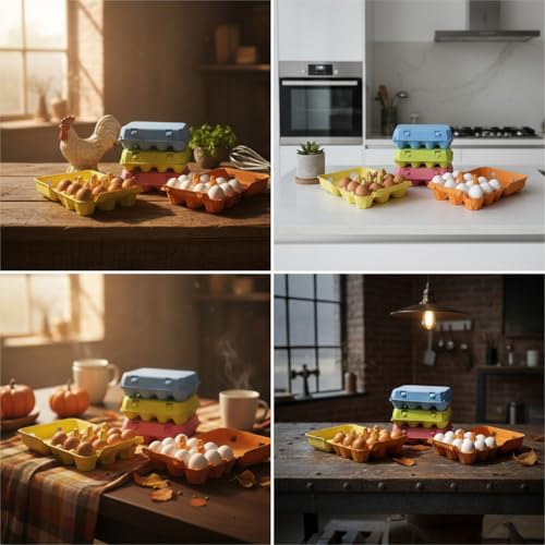 Zubebe 200 Pcs Paper Pulp Egg Cartons, 3 x 4 Style, Multi-functional, Sturdy, Degradable, Cardboard Material, Ideal for Family, Farms, Markets, Storing, Transporting, Selling (Colorful) - color: Colorful