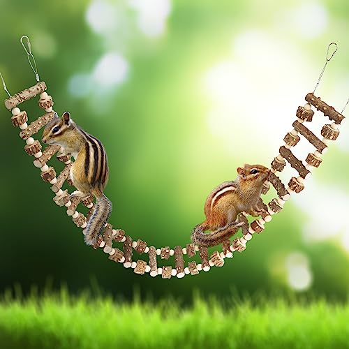 Natural Pepper Wood Hanging Pet Bridge & Swing, Rat & Hamster Climbing Toys, Bird Cage Accessories, Suitable for Parrot, Rat, Squirrel, Sugar Gliders - size: 43.3 × 3.9 Inch