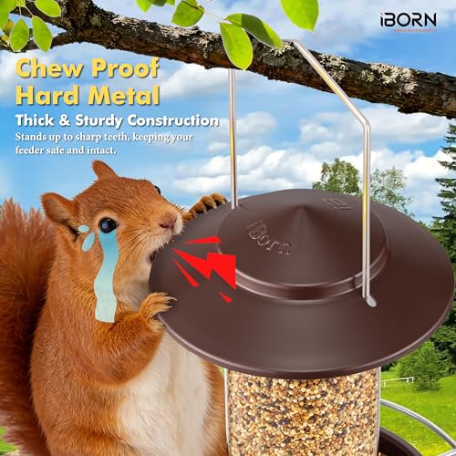 Bird feeders for Outdoors Metal Chew Resistant Brushed Bronze,1PK | Metal Roof, Metal Tray, Fixed Hanger, Flip-Top Fill, 3 Perches, Easy-Clean, 1.32lb - color: Bronze, 1.5LB, 3 Perches