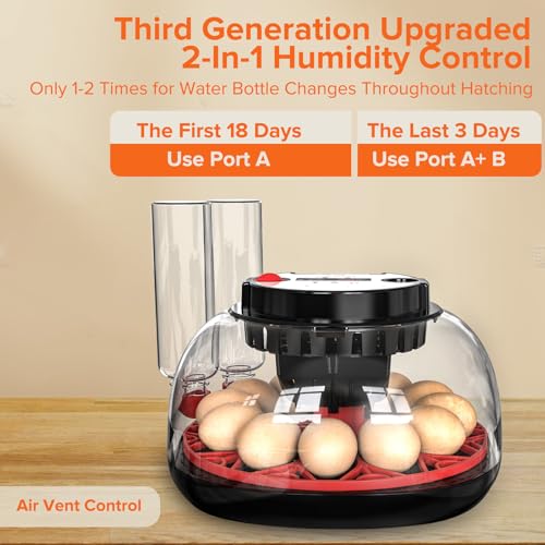 Incubator with Automatic Egg Turning and Humidity Control, Incubators for Hatching Eggs, Chicken, Ducks, Goose, Pigeon, Quail, Parrot Incubator for Farm, Lab, Science Classroom, Home - color: Black