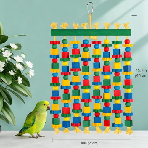 Large Parrot Toy, Natural Wood Bird Toys Bird Chewing Toys for Macaws, African Grey, Cockatoos, Amazon Parrots, Conures, Lovebirds, Budgies - size: Large