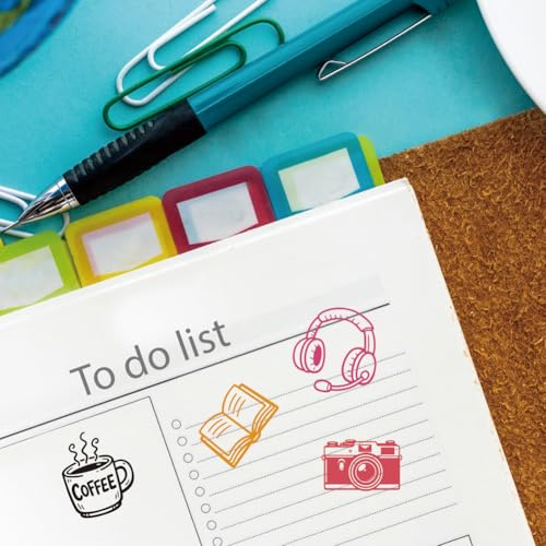 AHANDMAKER 5 Styles Mini Lifestyle Wooden Rubber Stamp, Small Book Alarm Clock Camera Coffee Cup Headphone Patterns Stamps for DIY Making Scrapbooking Card Stamping Pottery Clay Crafting - style: Lifestyle