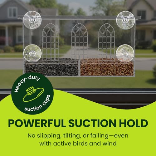 Acrylic Clear Window Bird Feeder with Strong Suction Cups, Removable Sliding Seed Tray, Weather-Resistant & Easy to Clean for Window Viewing, Bird Palace - size: Style: Bird Palace