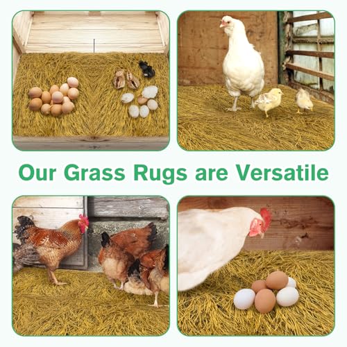 Hamiledyi 4 Pcs Chicken Nesting Pads Artificial Grass Rug Carpet Synthetic Turf Mat 12"x12" Washable Chicken Coop Bedding Laying Garden Lawn Indoor/Outdoor Bedding for Chicken Hen Small Pets(Brown) - size: 4 Pcs Brown