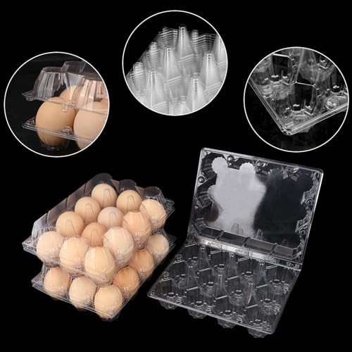 130 Packs 3 x 4 Clear Egg Cartons, 1 Dozen Plastic Egg Cartons, Transparent Chicken egg Trays Holds up to 12 Eggs for Storage and Market Display