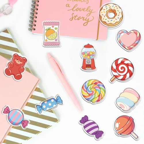 MAYJOYDIY 24Pcs 12 Styles Candy Donut Acrylic Chip Clips Lollipop Marshmallow Twist Bag Sealer Sealing Closures Cute Bear Gumball Machine Bag Clips for Food Storage Airtight Seal Grip - style: Candy