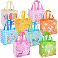 8PCS Easter Gift Bags, Reusable Easter Basket with Handles, Non woven Bags | Non woven Treat Bags for Egg Hunt Game Party Supplies - color: Style 2