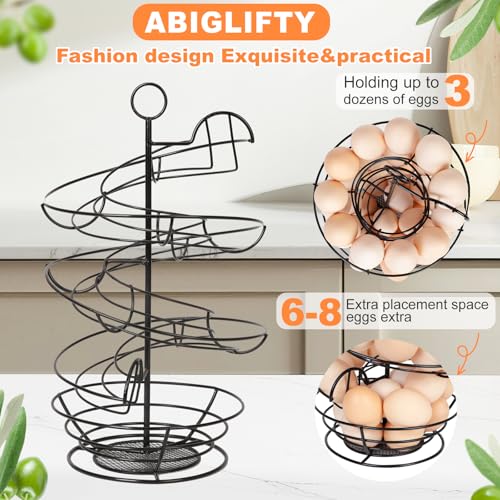 Abiglifty Spiral Metal Egg Holder Countertop, Fresh Egg Holder Countertop,Egg Storage for Countertop, Spiral Egg Storage Display Rack for Kitchen,Farmhouse