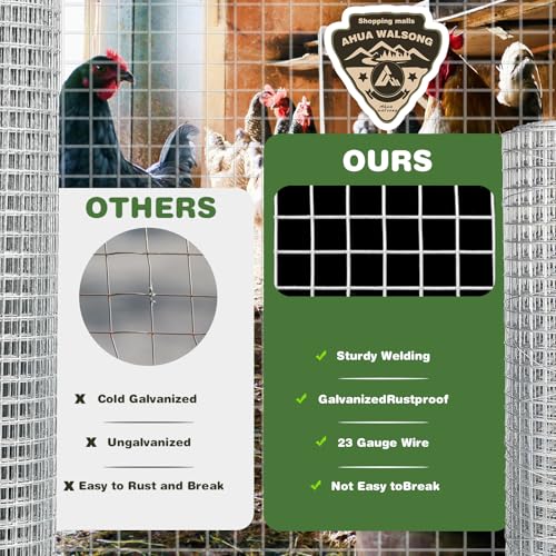 Hardware Cloth 1/4 Galvanized Wire Mesh Roll 4'' x 10' (23 GA), Chicken Wire Fence for Pens, Coops, Rabbit/Snake Fences, Supports Poultry Netting Cage Fence - size: 1/4" 23ga 4in x 10ft