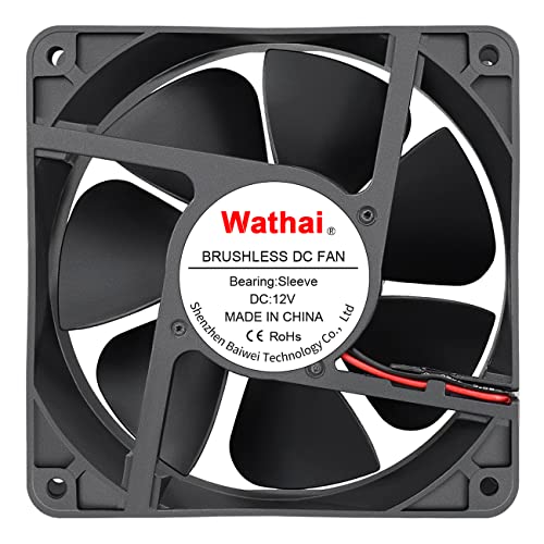 Wathai 120mm x 38mm Brushless Cooling Case Fan 12V 2pin DC High Airflow | 3000CFM High airflow brushless dc fan functions as a high-velocity electronics ventilation cooler - style: 12V 2Pin Sleeve